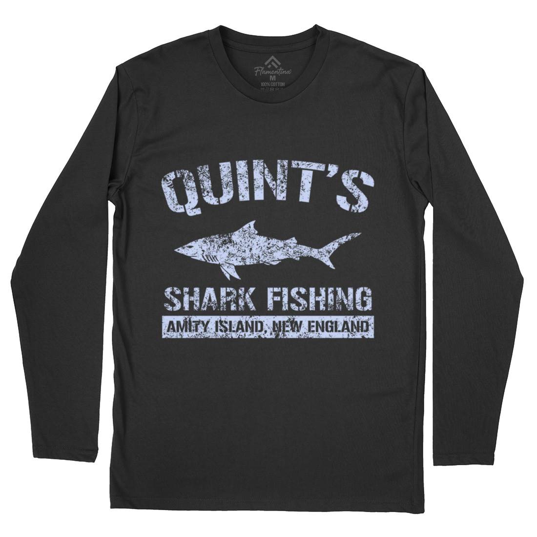 Quints Shark Mens Long Sleeve T-Shirt Horror D424