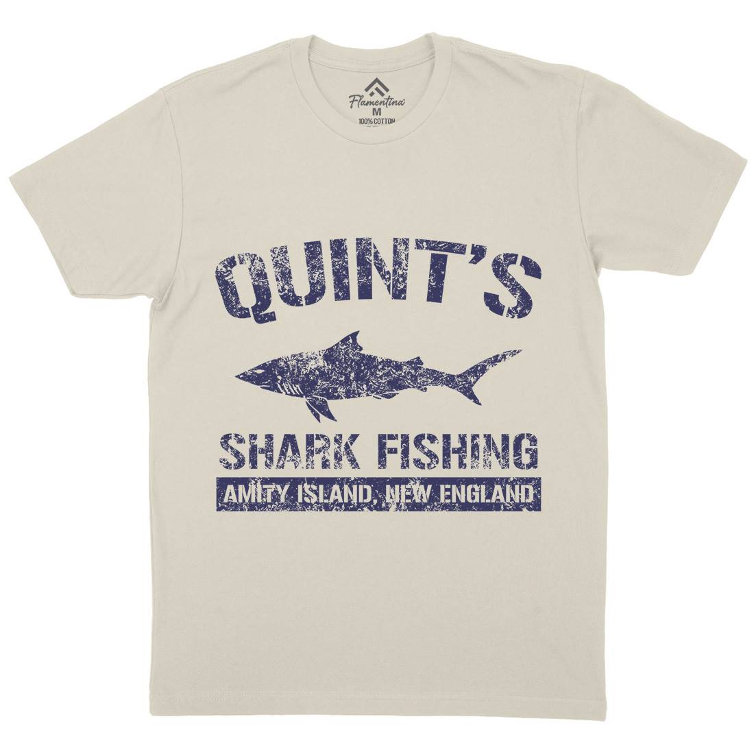 Quints Shark Mens Organic Crew Neck T-Shirt Horror D424