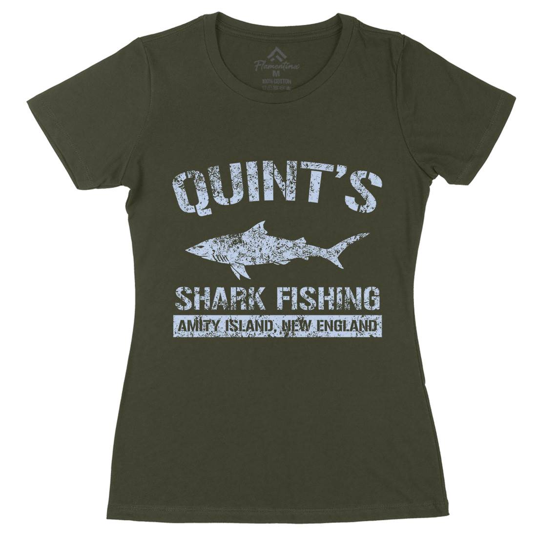Quints Shark Womens Organic Crew Neck T-Shirt Horror D424