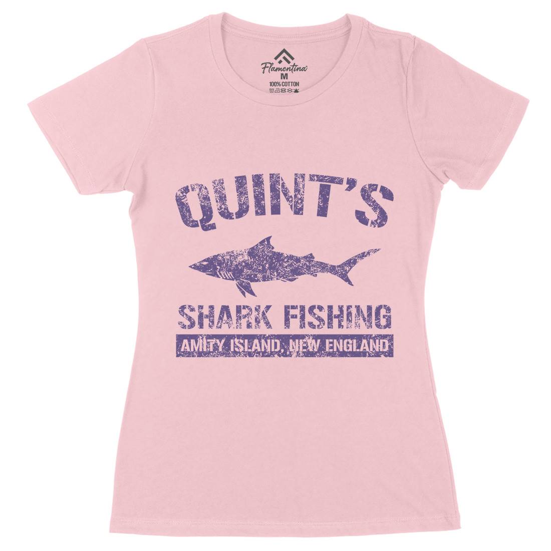 Quints Shark Womens Organic Crew Neck T-Shirt Horror D424