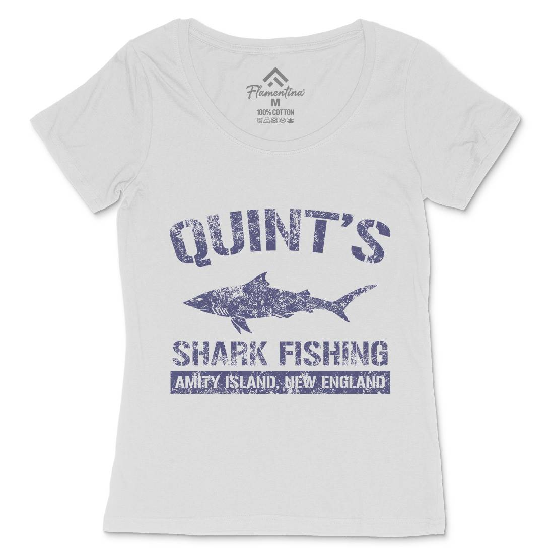 Quints Shark Womens Scoop Neck T-Shirt Horror D424