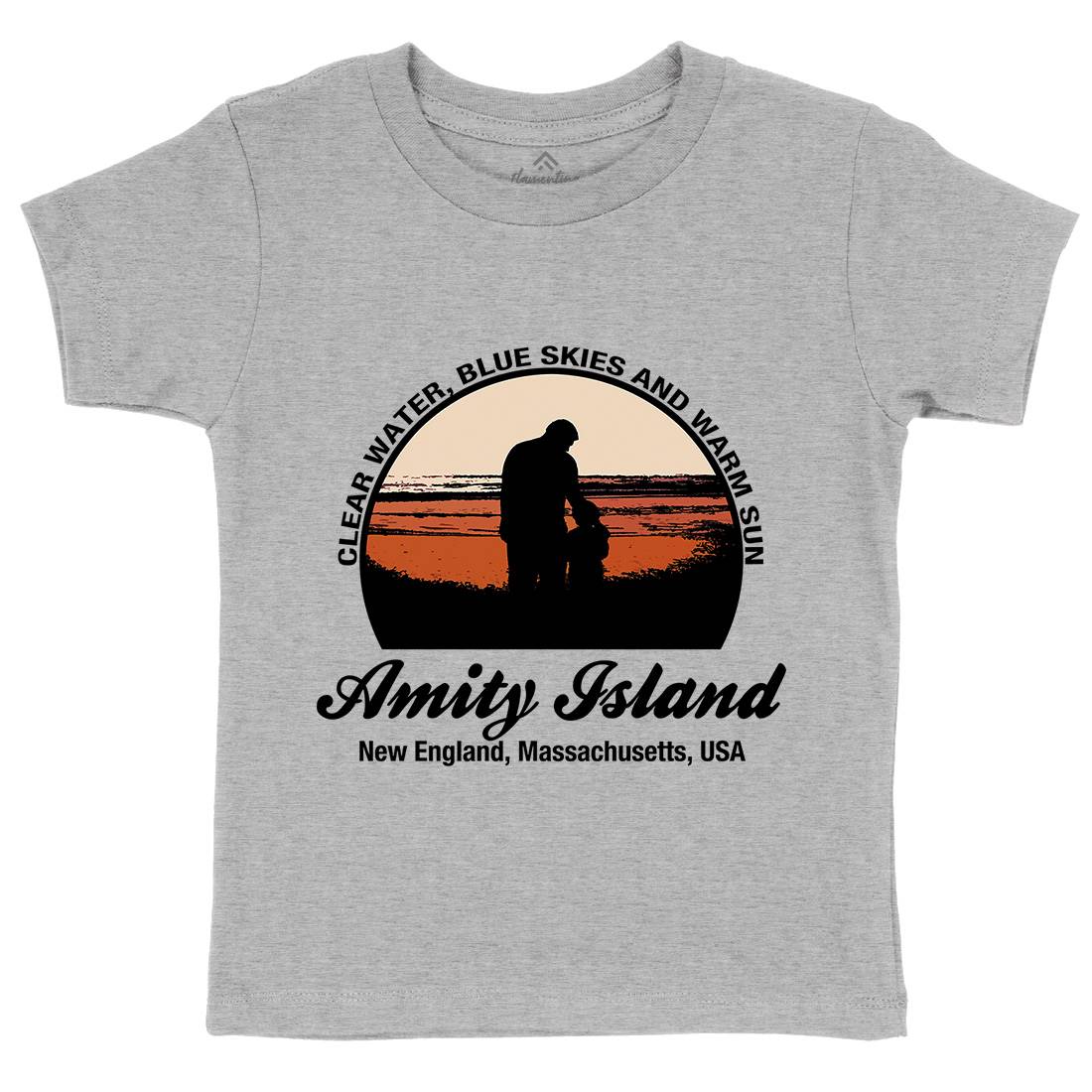 Amity Island Kids Organic Crew Neck T-Shirt Horror D425