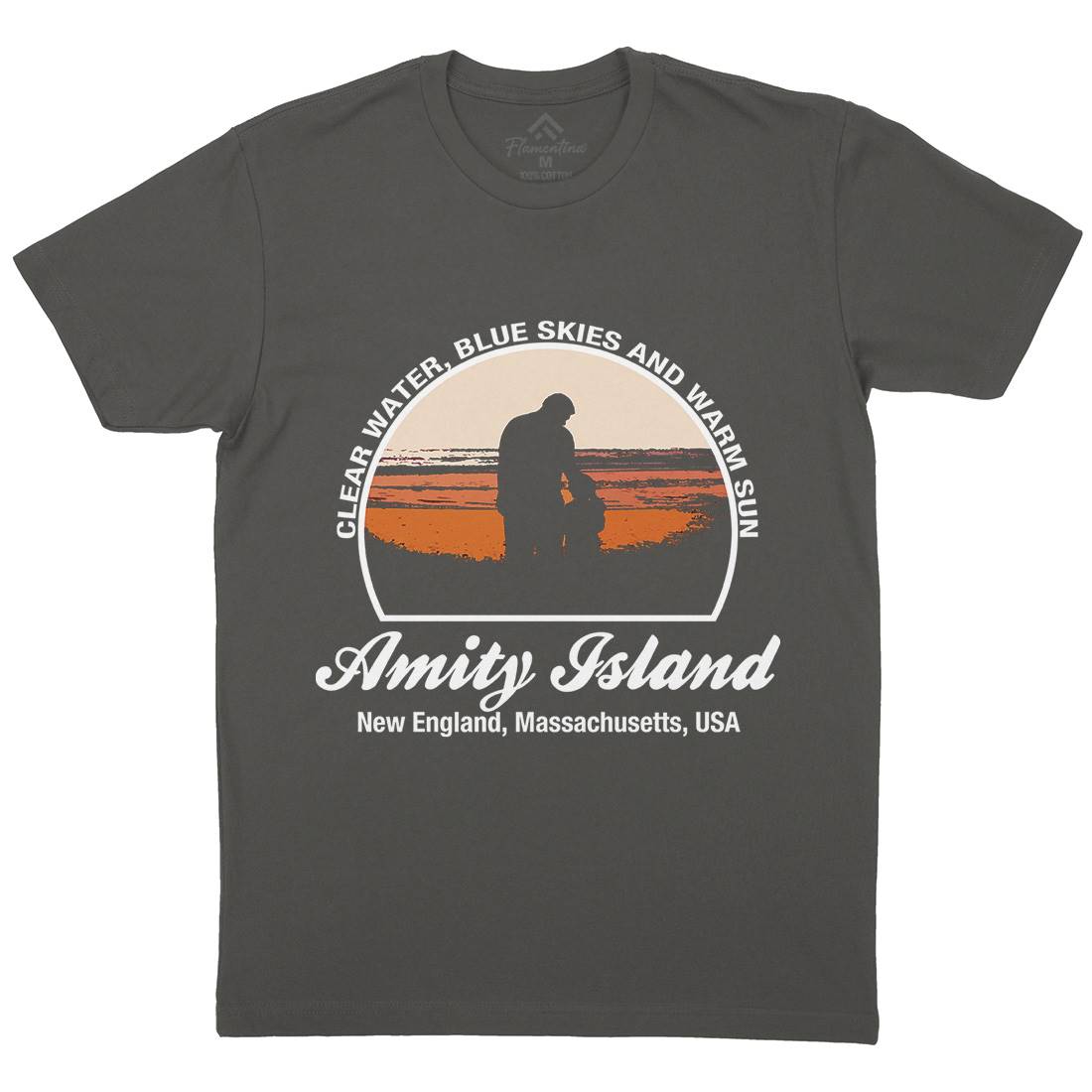 Amity Island Mens Organic Crew Neck T-Shirt Horror D425