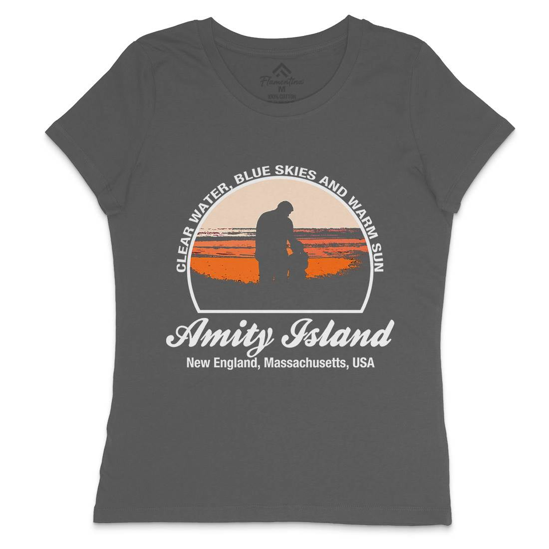 Amity Island Womens Crew Neck T-Shirt Horror D425
