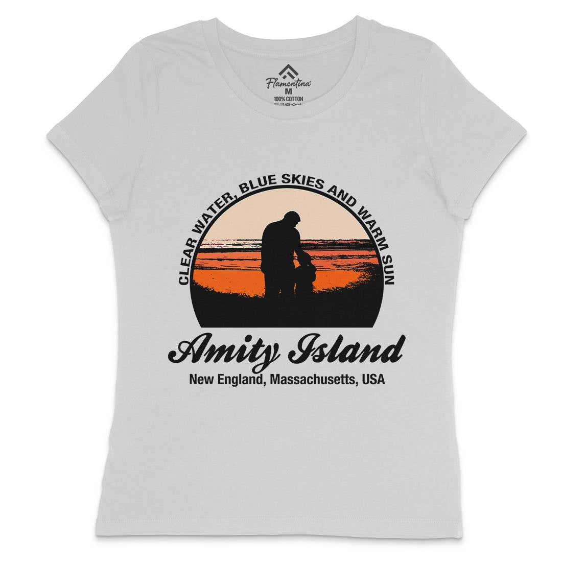 Amity Island Womens Crew Neck T-Shirt Horror D425