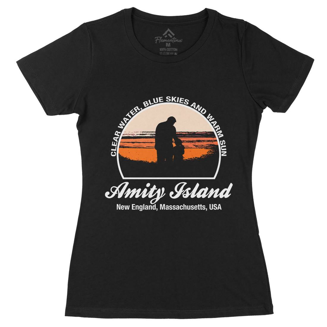Amity Island Womens Organic Crew Neck T-Shirt Horror D425