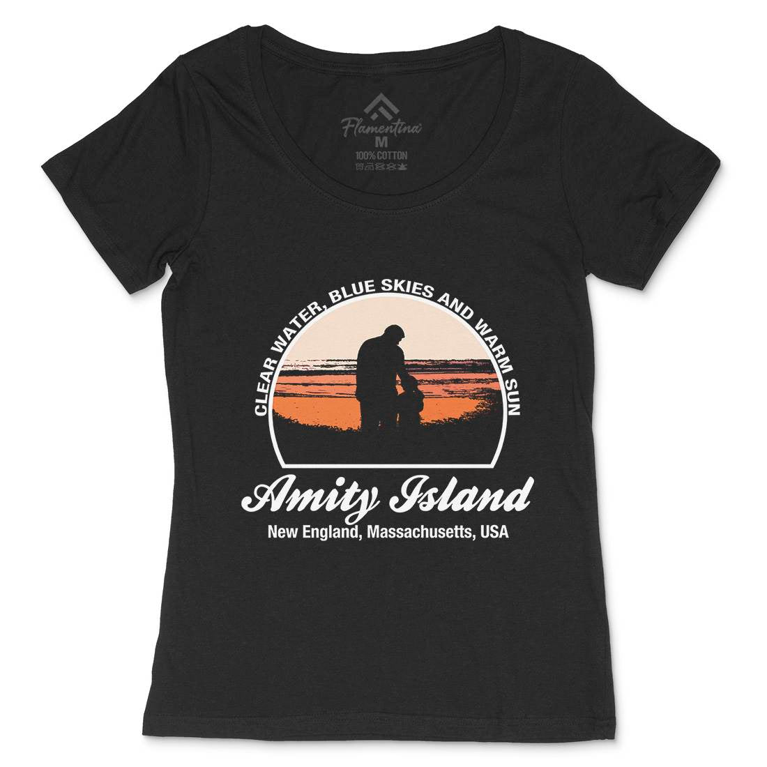 Amity Island Womens Scoop Neck T-Shirt Horror D425