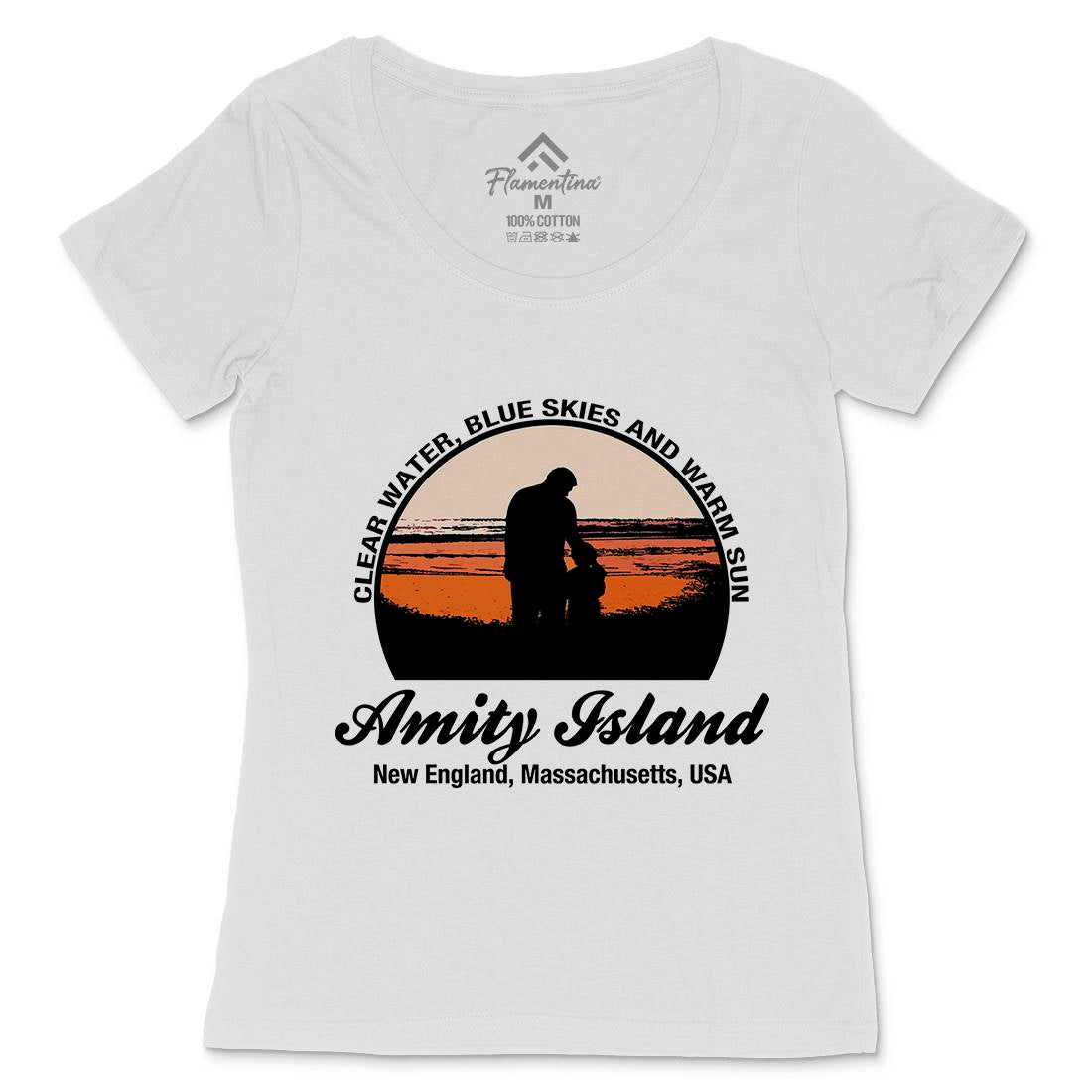 Amity Island Womens Scoop Neck T-Shirt Horror D425