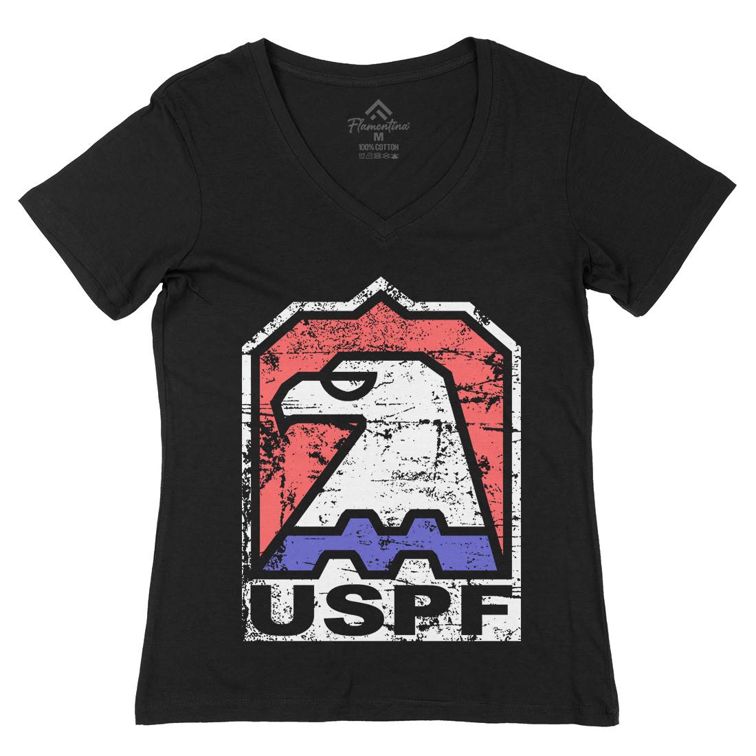 Uspf Womens Organic V-Neck T-Shirt Retro D428