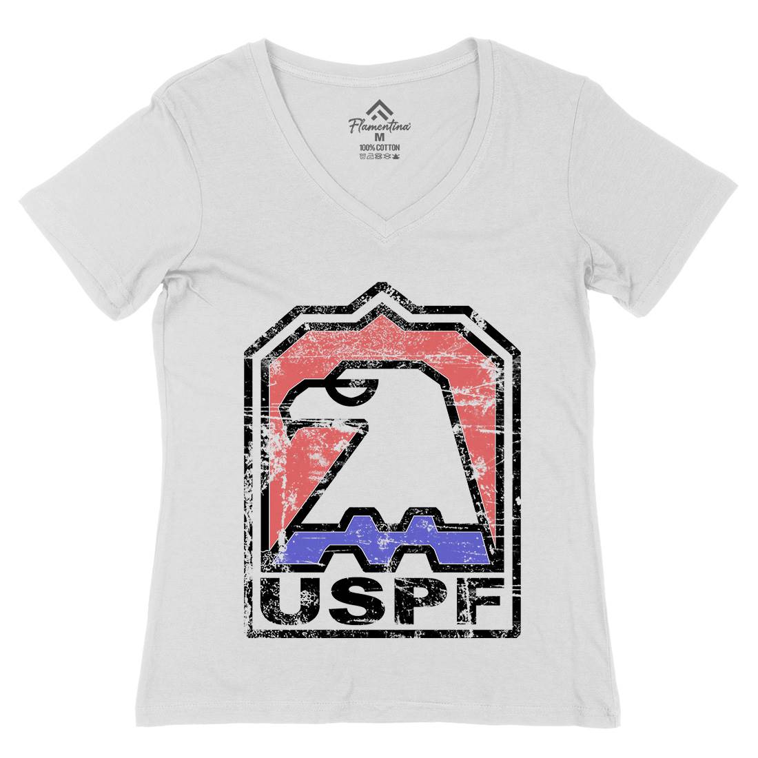 Uspf Womens Organic V-Neck T-Shirt Retro D428