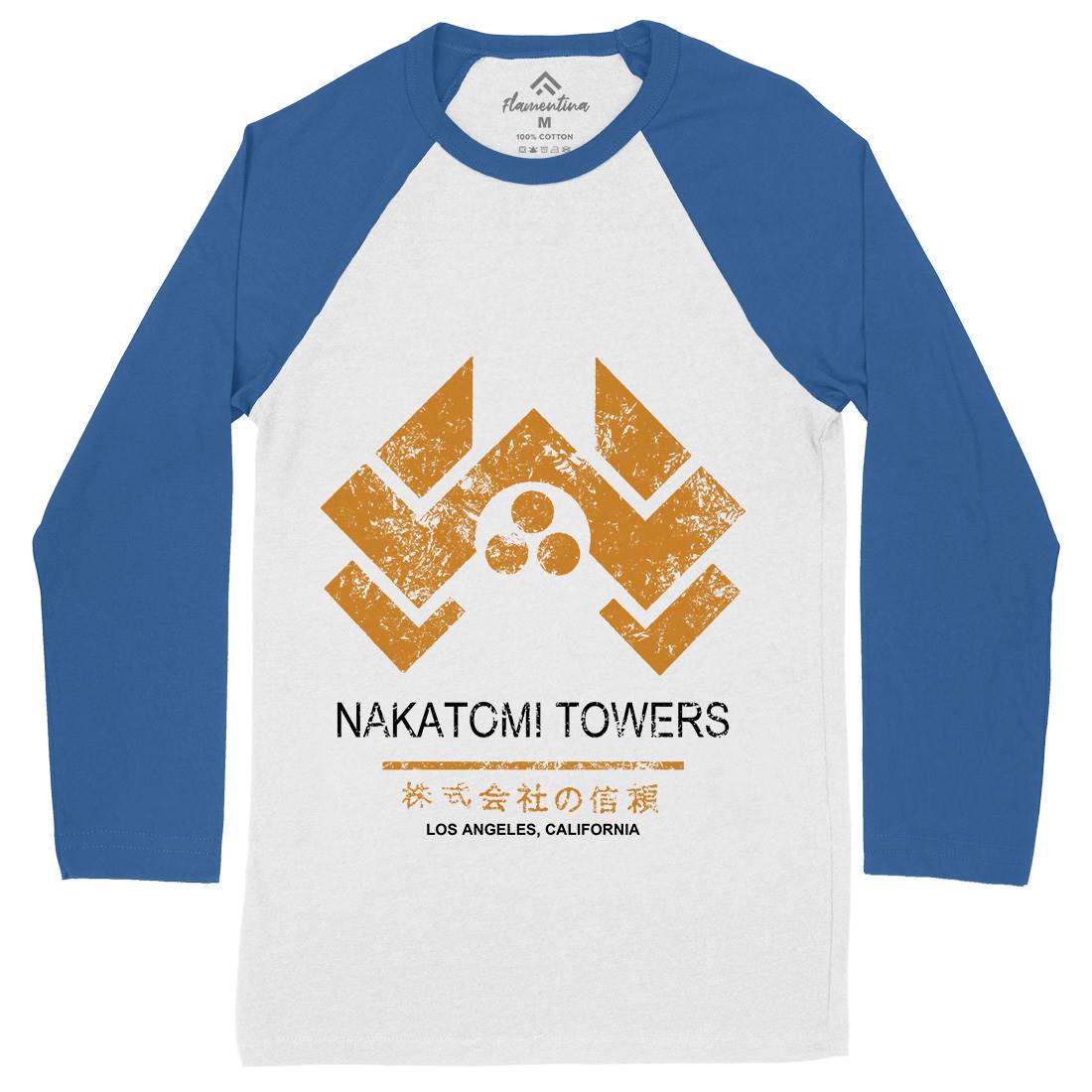 Nakatomi Tower Mens Long Sleeve Baseball T-Shirt Retro D430
