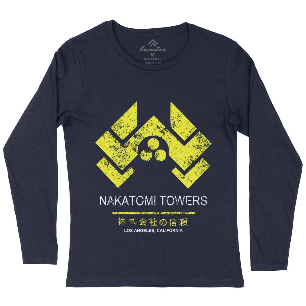 Nakatomi Tower Womens Long Sleeve T-Shirt Retro D430