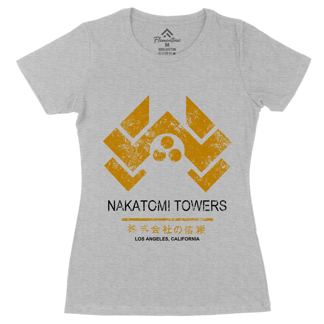 Nakatomi Tower Womens Organic Crew Neck T-Shirt Retro D430