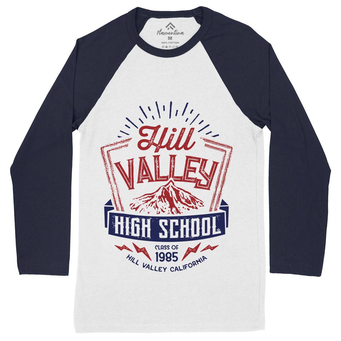 Hill Valley Mens Long Sleeve Baseball T-Shirt Space D432