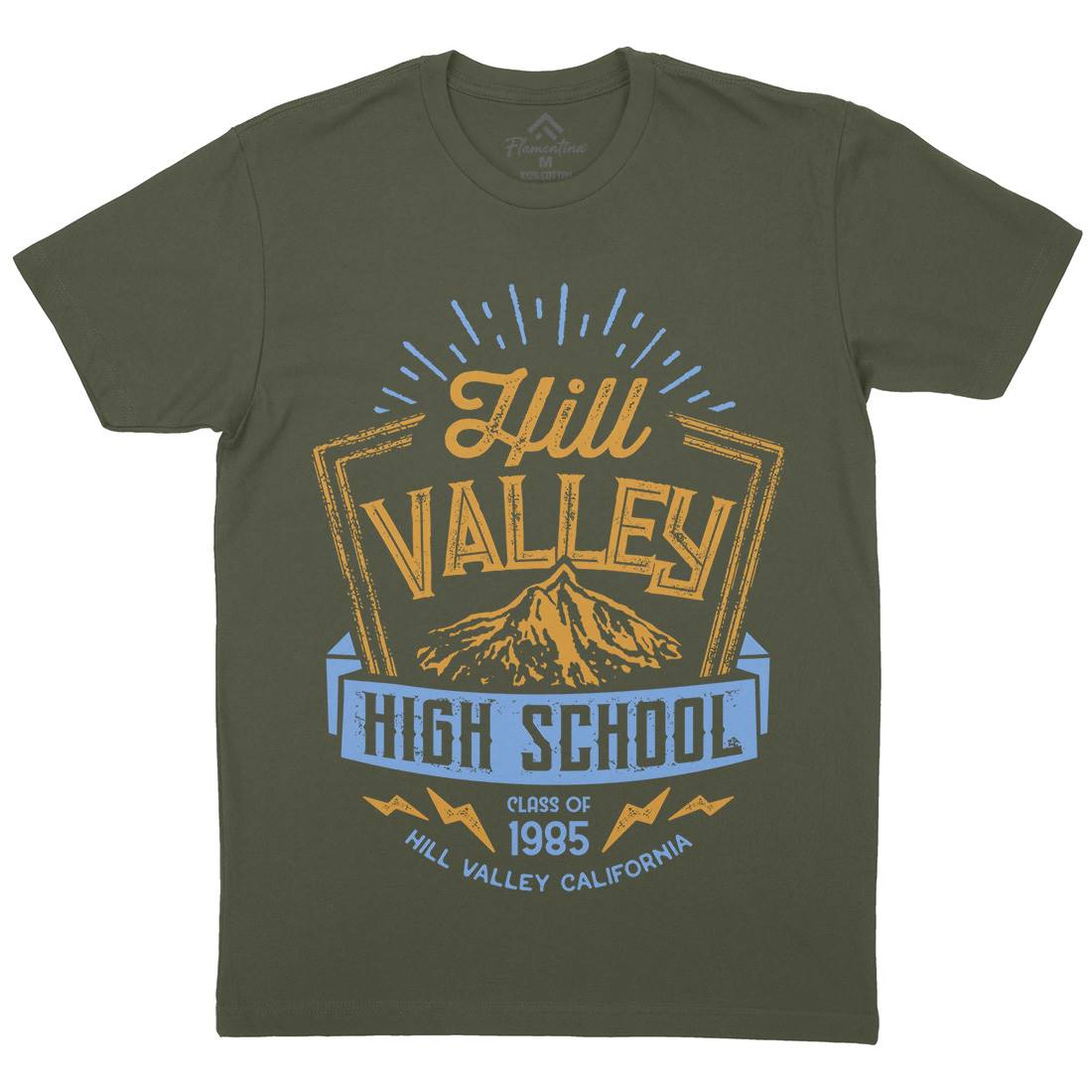 Hill Valley Mens Crew Neck T-Shirt Space D432