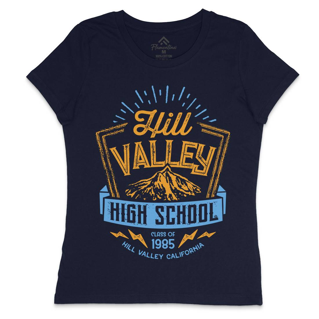 Hill Valley Womens Crew Neck T-Shirt Space D432