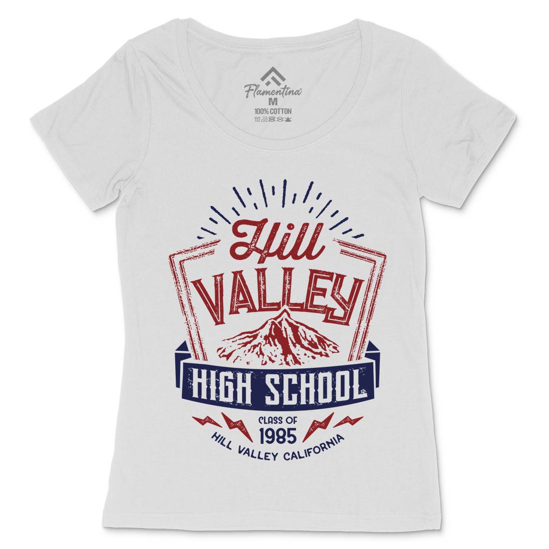 Hill Valley Womens Scoop Neck T-Shirt Space D432