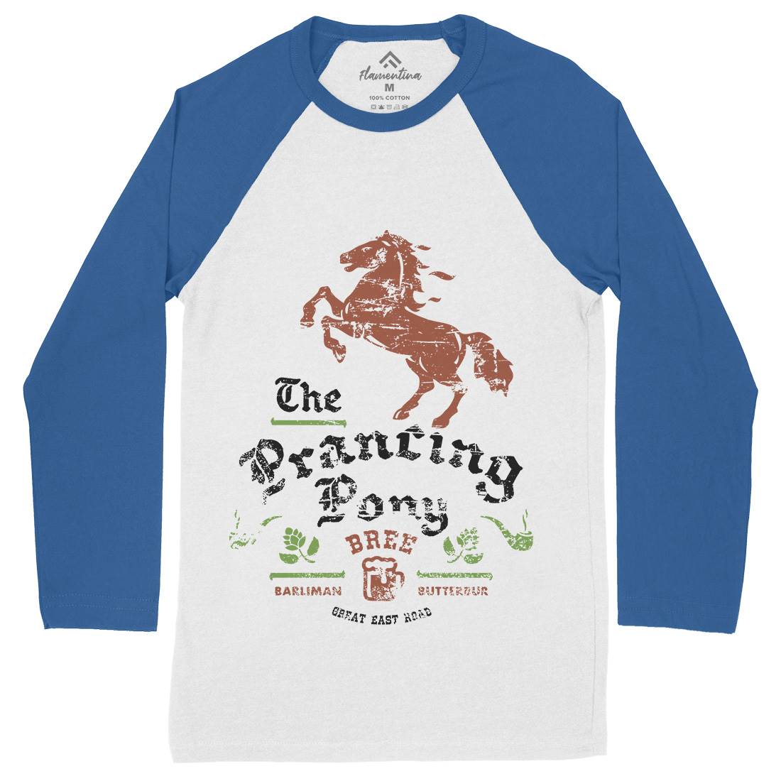 Prancing Pony Mens Long Sleeve Baseball T-Shirt Drinks D433