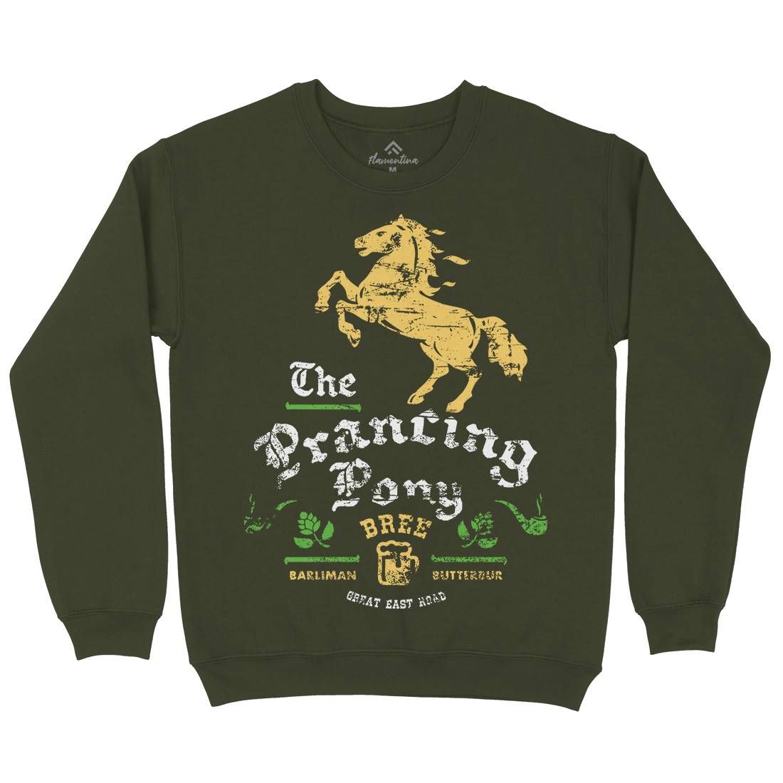 Prancing Pony Mens Crew Neck Sweatshirt Drinks D433