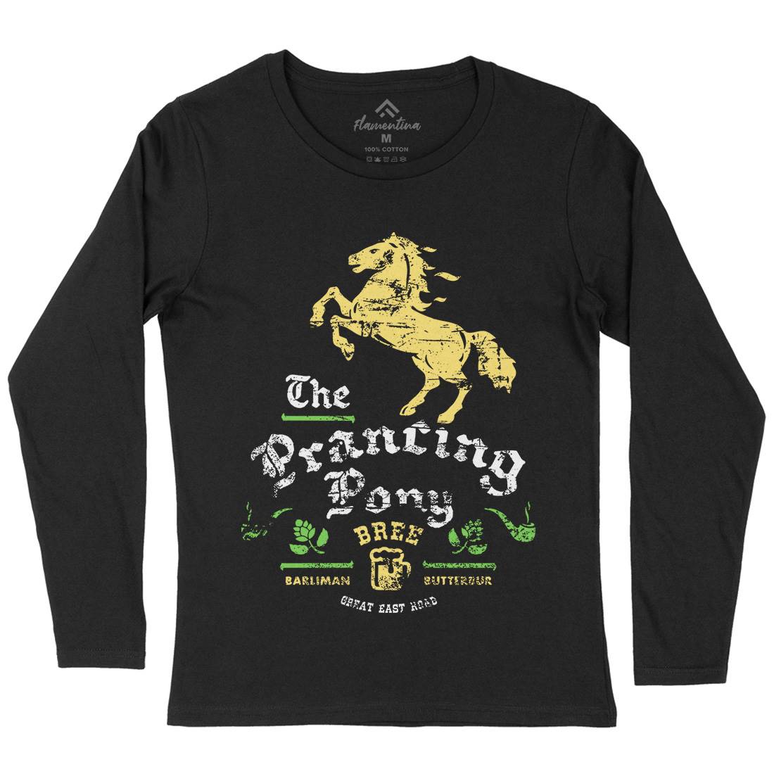 Prancing Pony Womens Long Sleeve T-Shirt Drinks D433