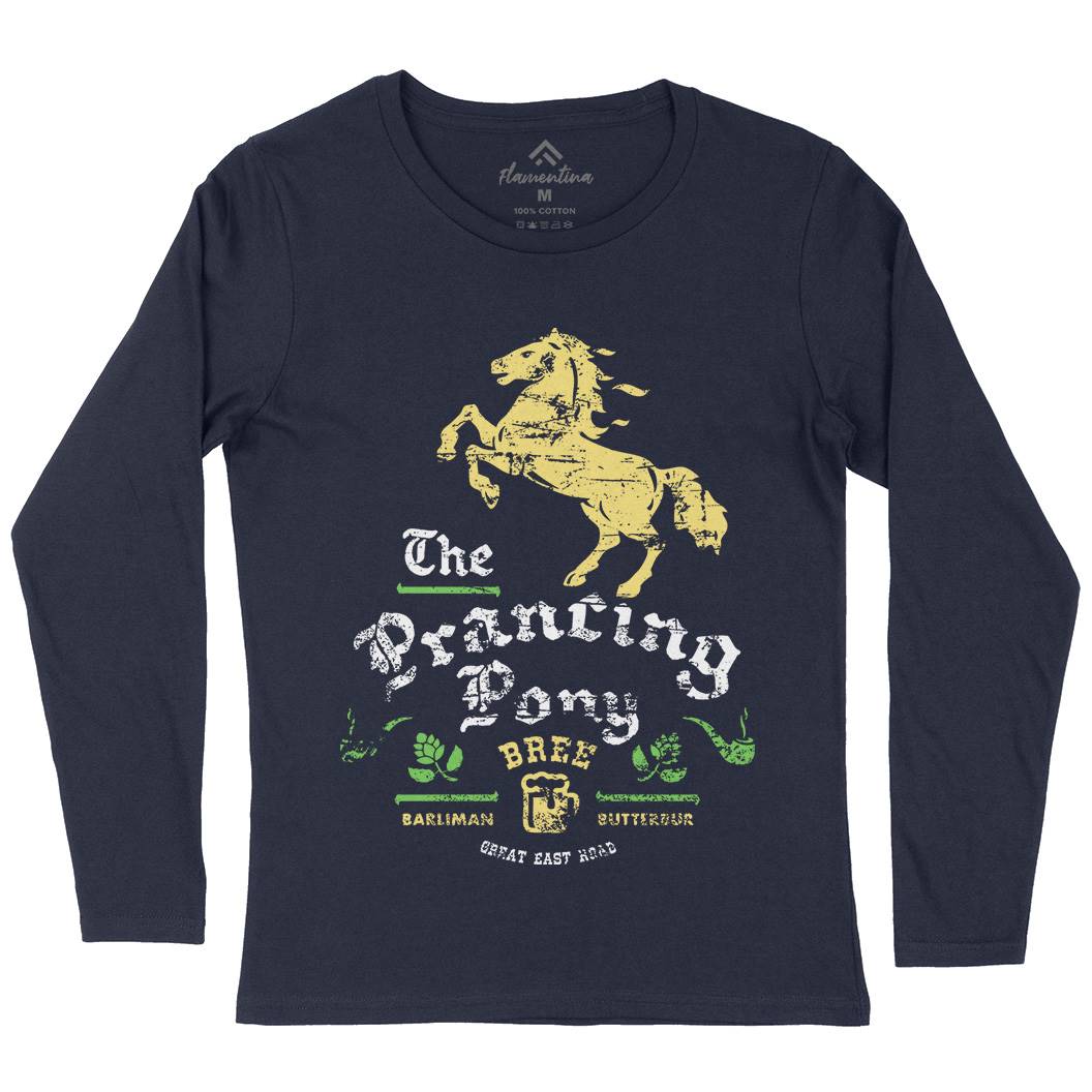 Prancing Pony Womens Long Sleeve T-Shirt Drinks D433