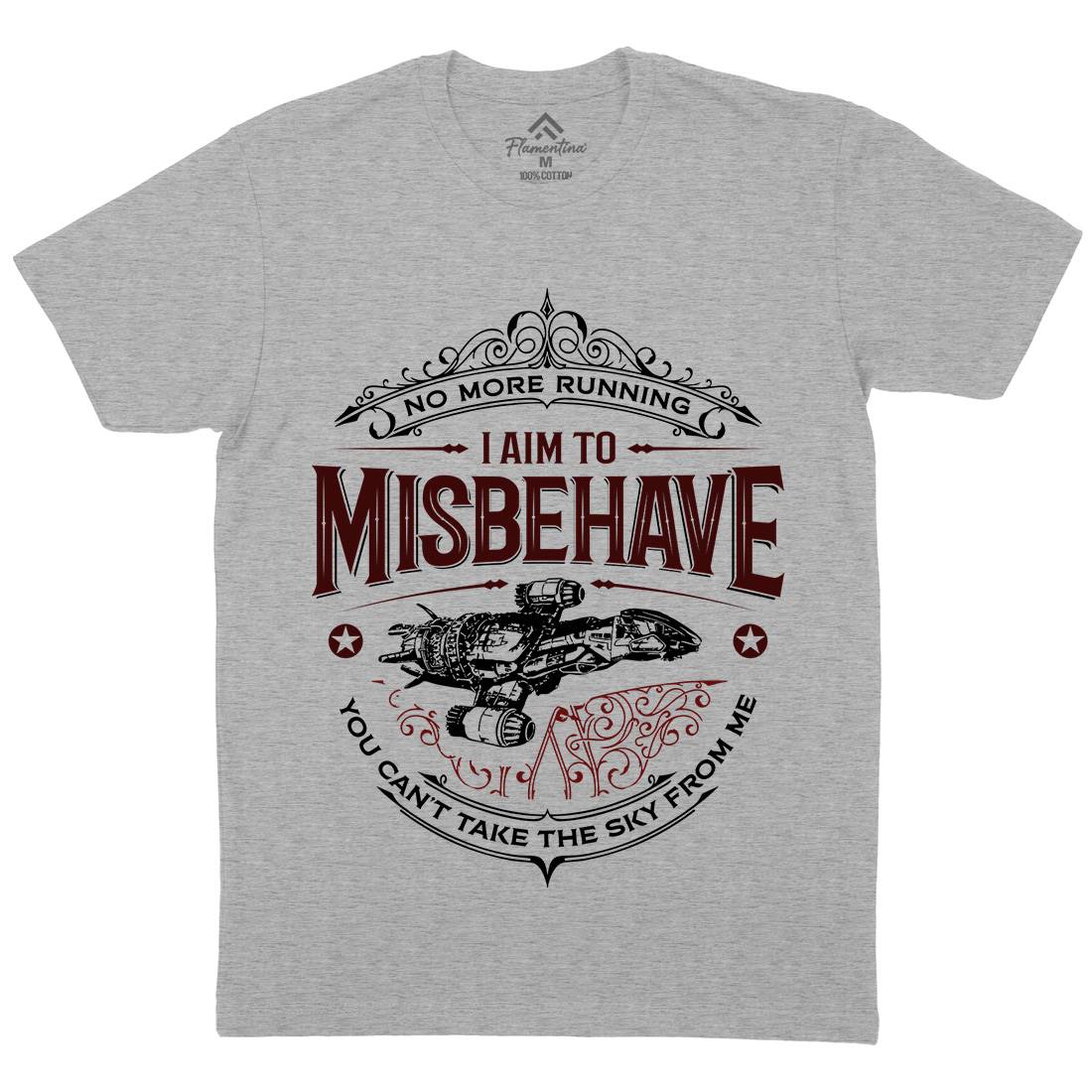 I Aim To Misbehave Mens Organic Crew Neck T-Shirt Space D435