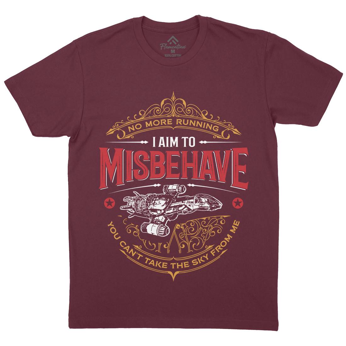 I Aim To Misbehave Mens Organic Crew Neck T-Shirt Space D435