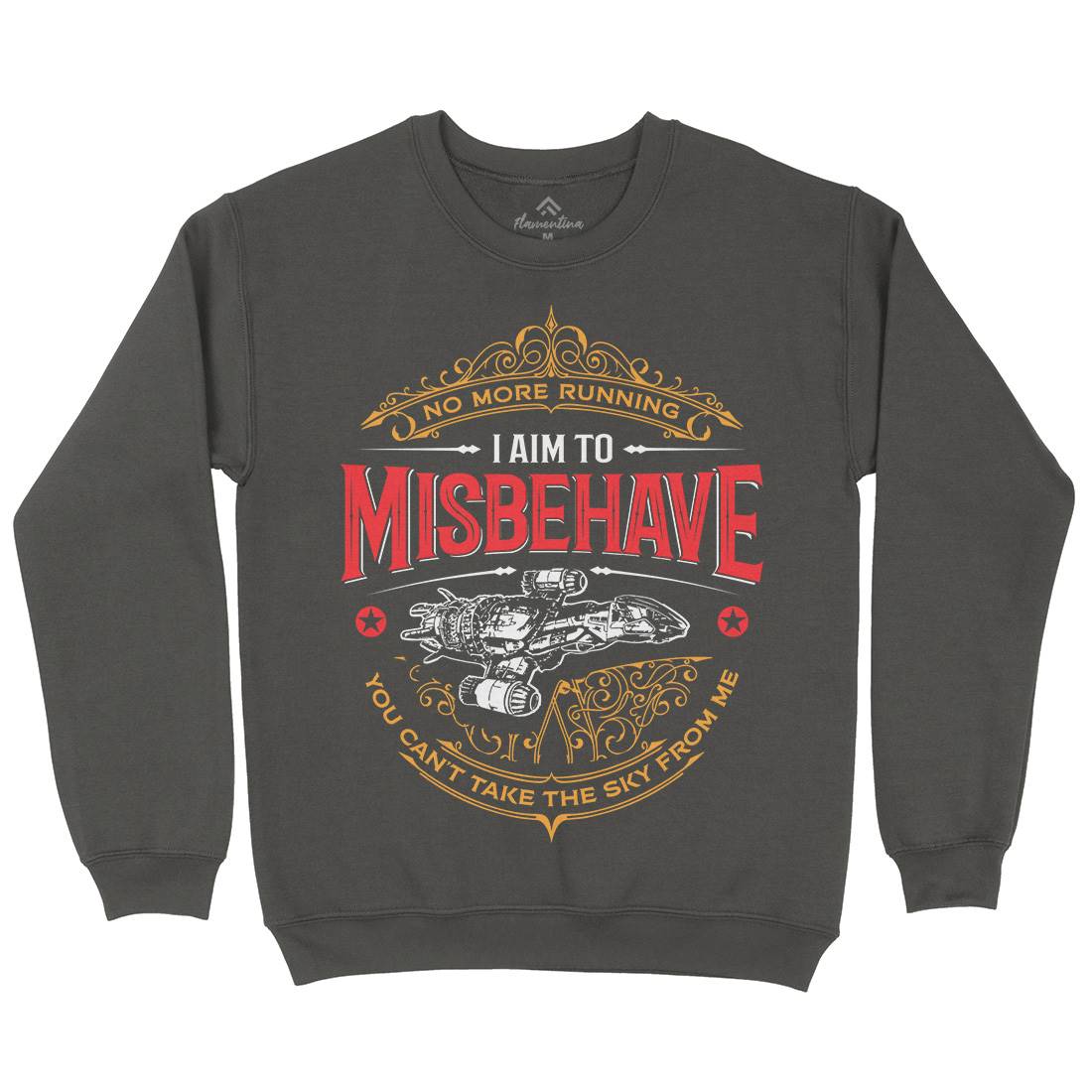 I Aim To Misbehave Kids Crew Neck Sweatshirt Space D435