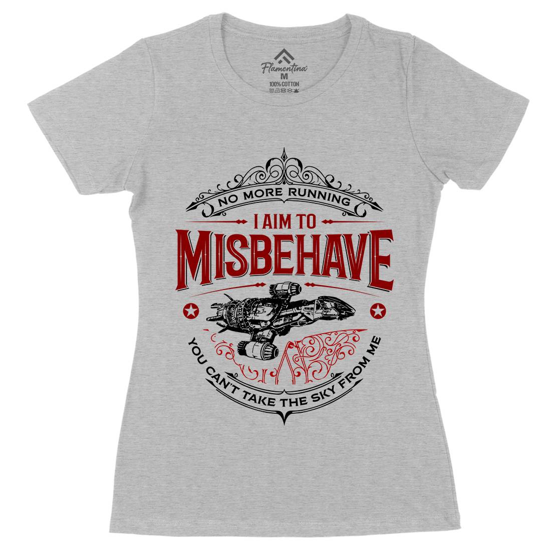 I Aim To Misbehave Womens Organic Crew Neck T-Shirt Space D435