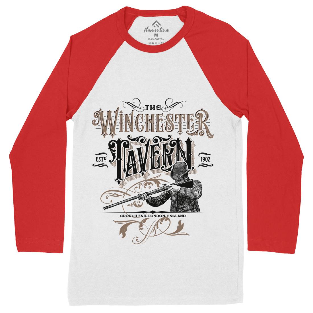 Winchester Tavern Mens Long Sleeve Baseball T-Shirt Horror D436