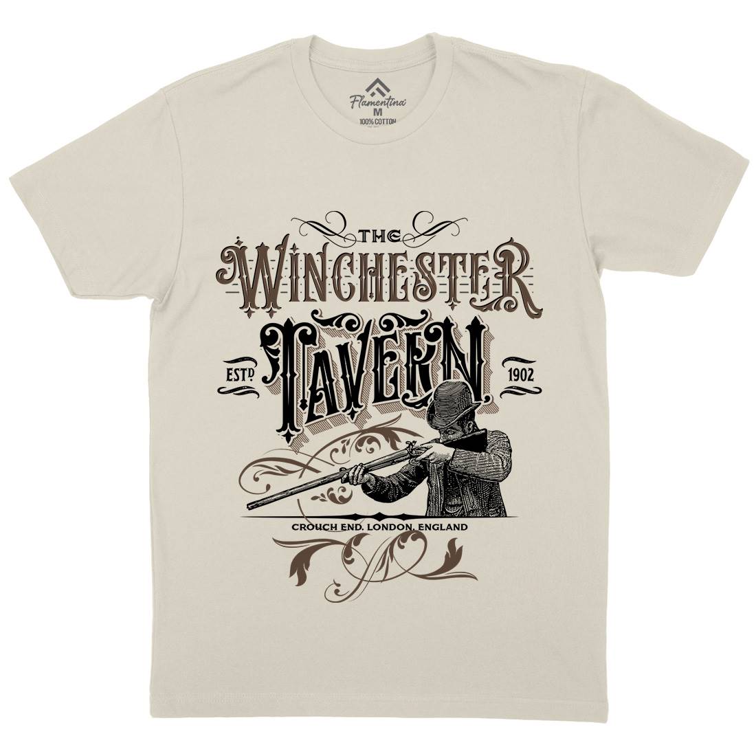 Winchester Tavern Mens Organic Crew Neck T-Shirt Horror D436
