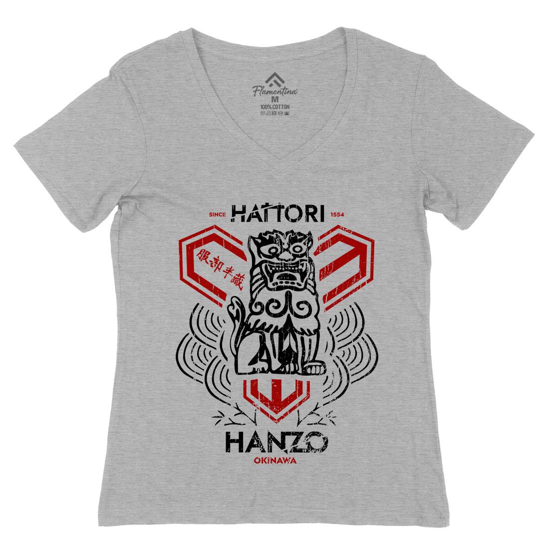 Hattori Hanzo Womens Organic V-Neck T-Shirt Asian D437