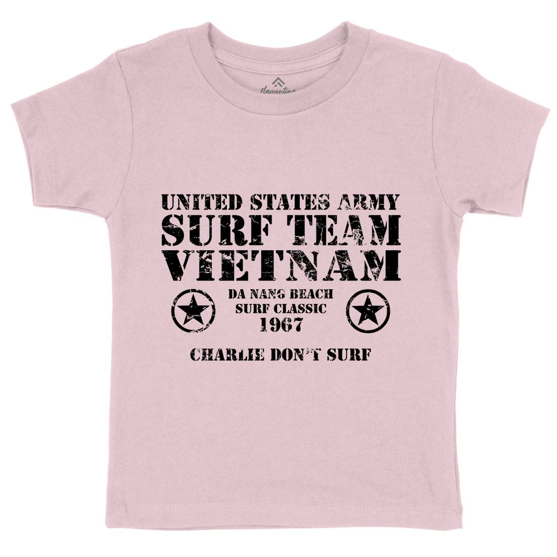 Surf Team Vietnam Kids Organic Crew Neck T-Shirt Army D438