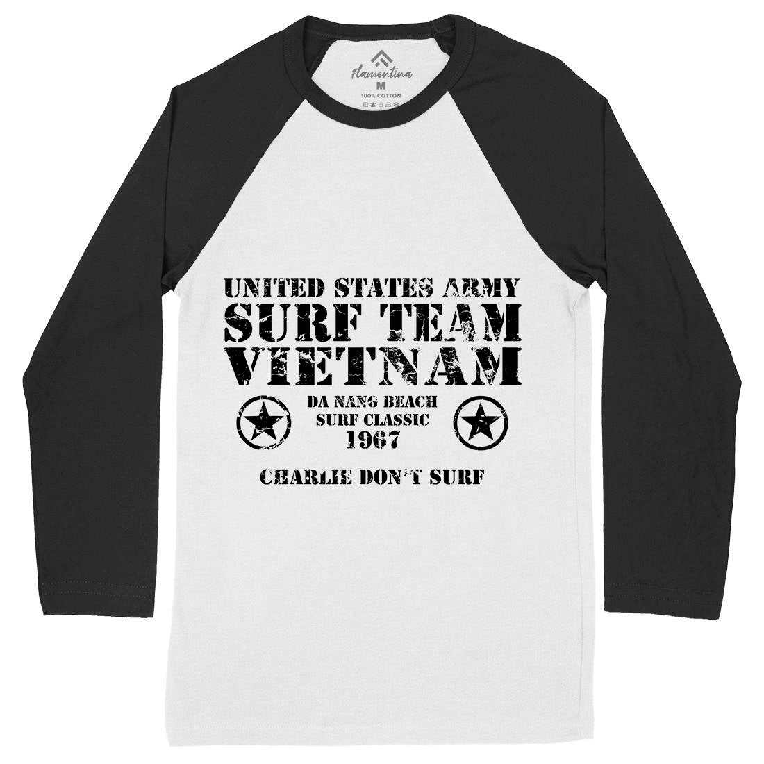 Surf Team Vietnam Mens Long Sleeve Baseball T-Shirt Army D438