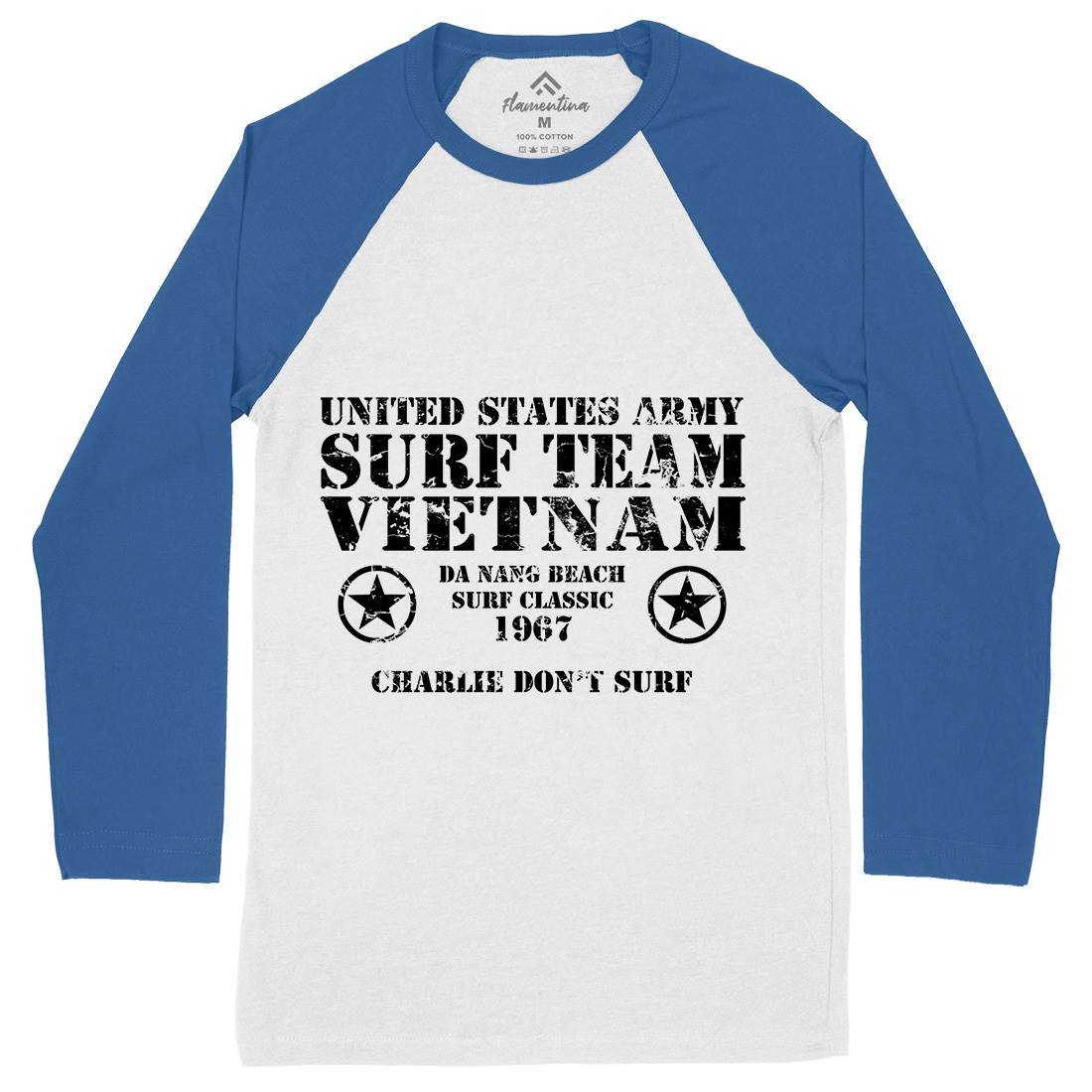 Surf Team Vietnam Mens Long Sleeve Baseball T-Shirt Army D438