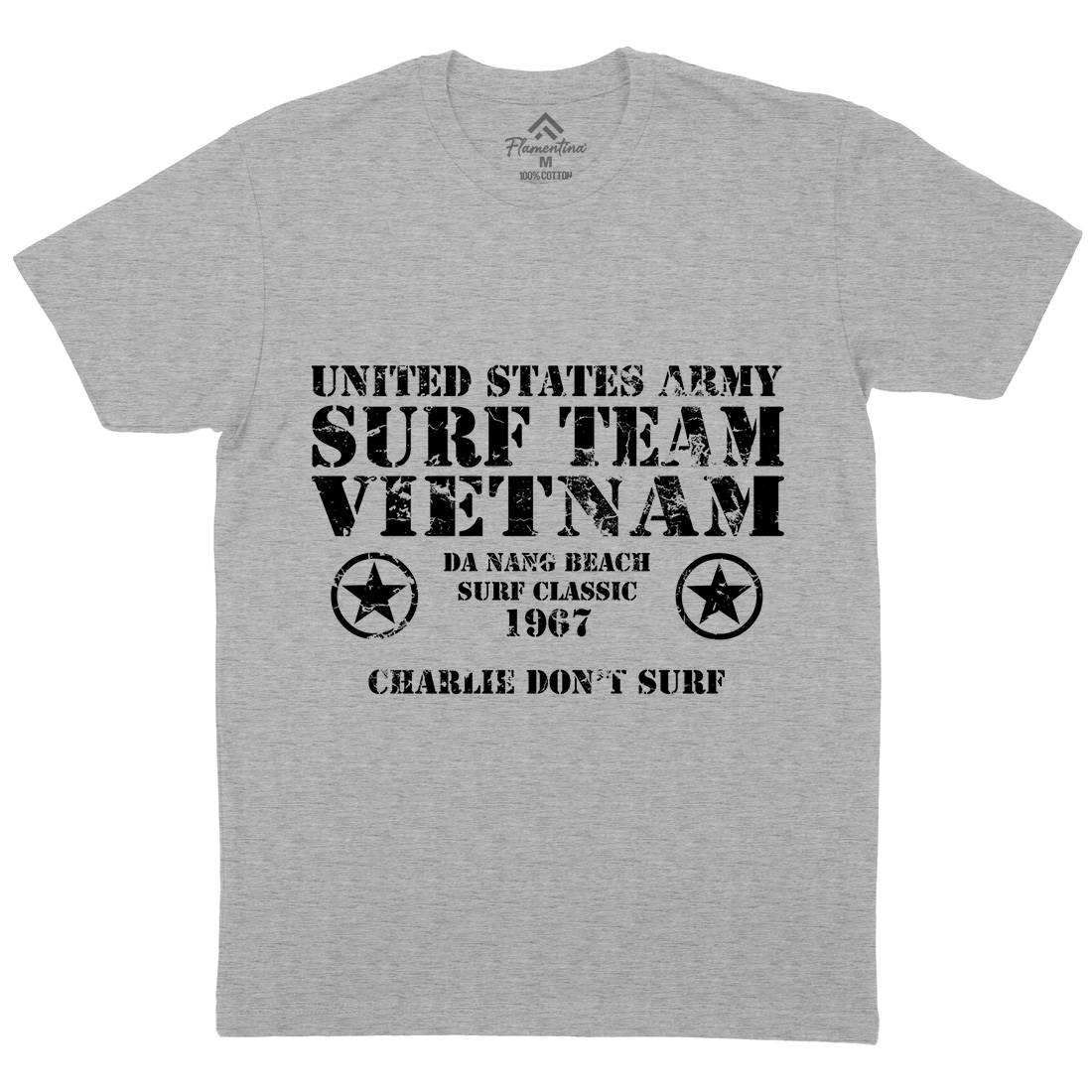 Surf Team Vietnam Mens Organic Crew Neck T-Shirt Army D438