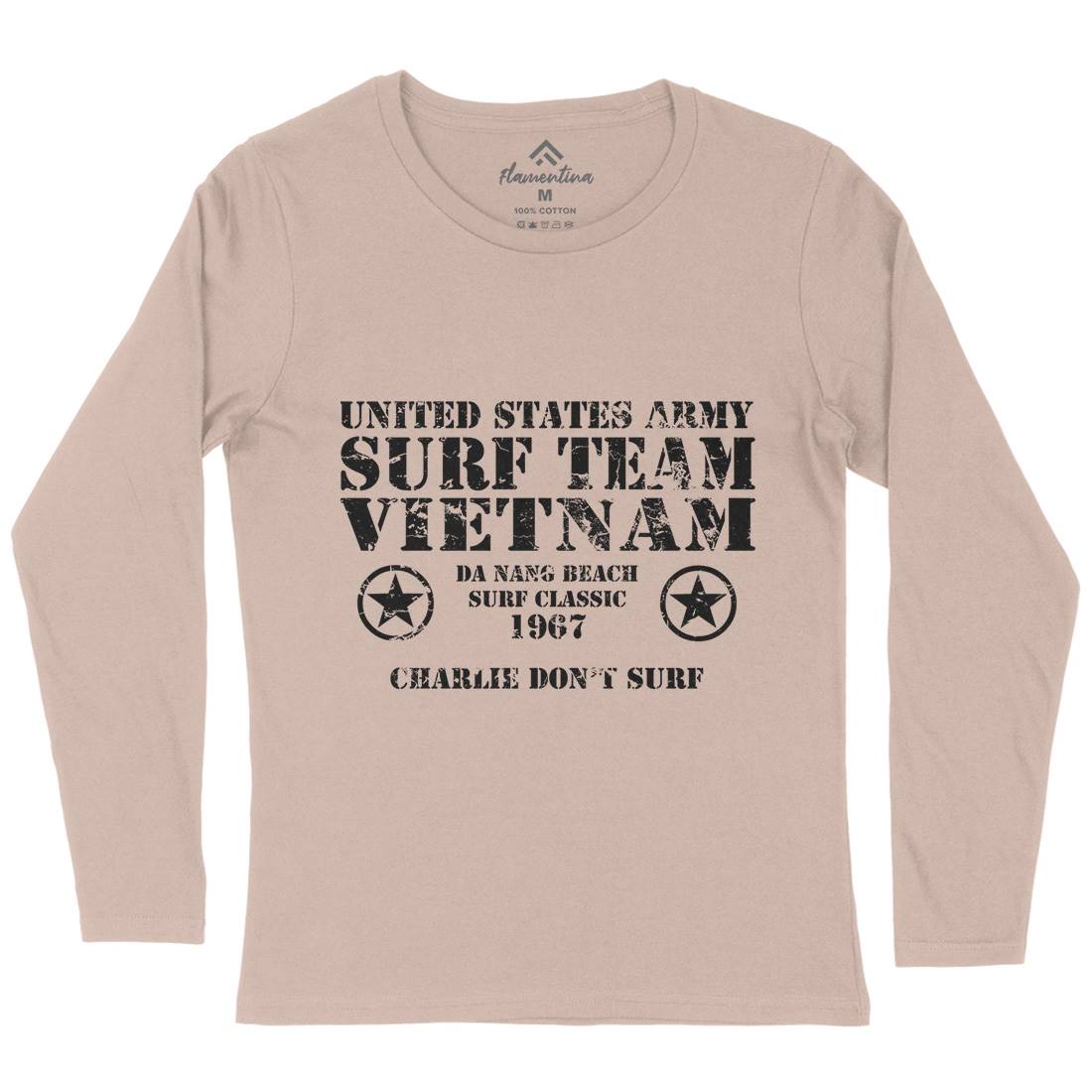 Surf Team Vietnam Womens Long Sleeve T-Shirt Army D438