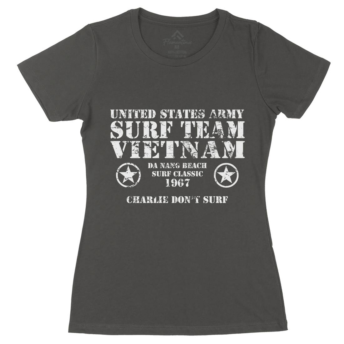 Surf Team Vietnam Womens Organic Crew Neck T-Shirt Army D438