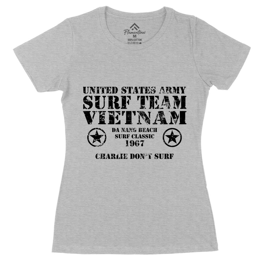 Surf Team Vietnam Womens Organic Crew Neck T-Shirt Army D438