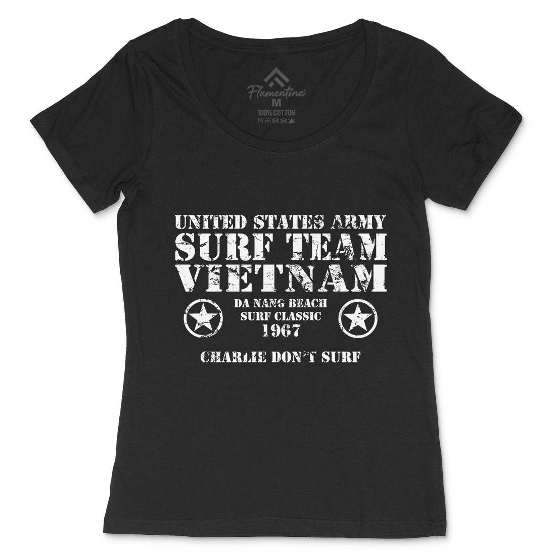 Surf Team Vietnam Womens Scoop Neck T-Shirt Army D438