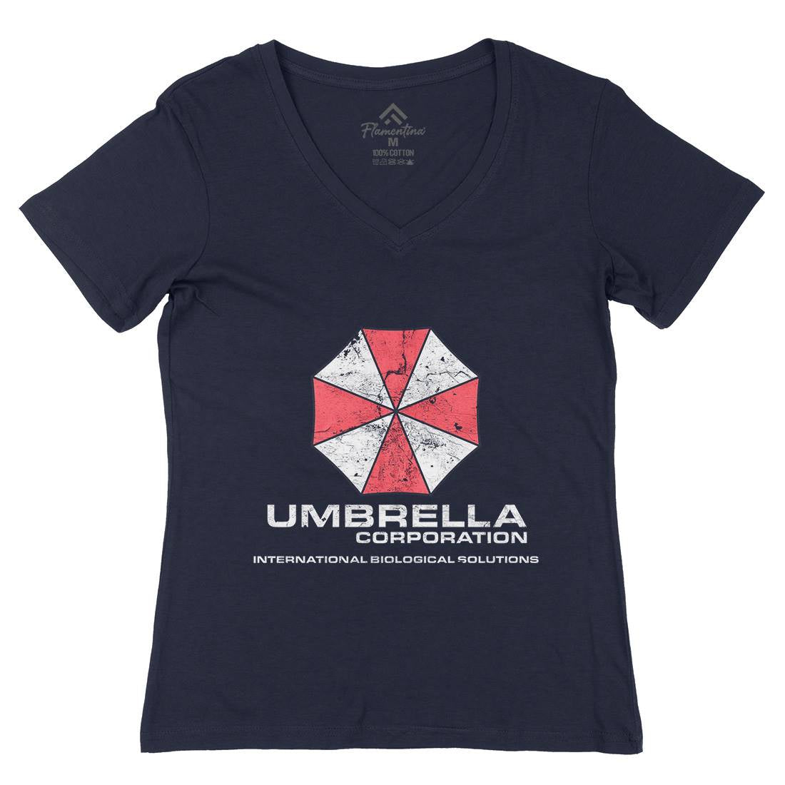 Umbrella Corp Womens Organic V-Neck T-Shirt Horror D439