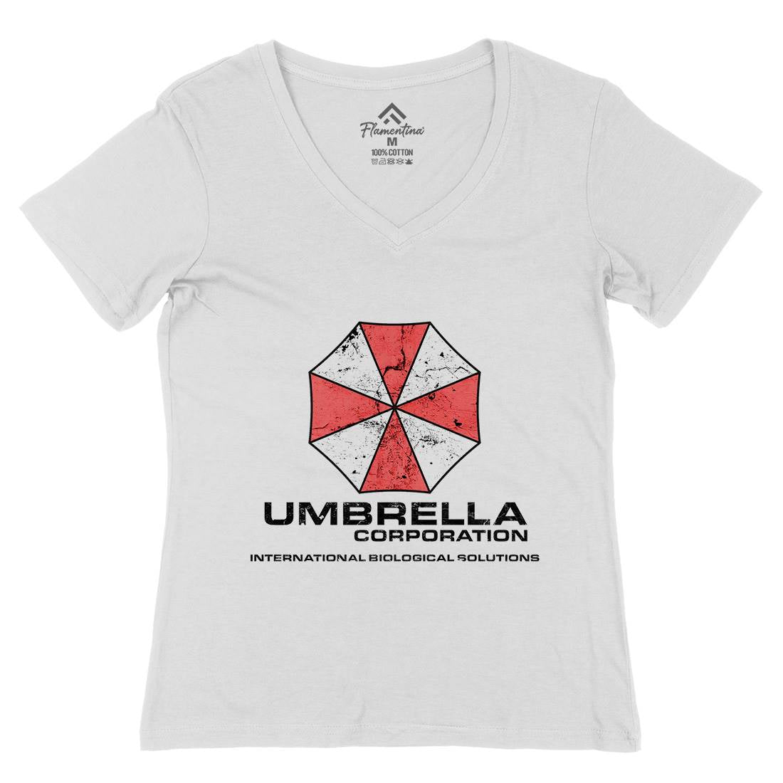 Umbrella Corp Womens Organic V-Neck T-Shirt Horror D439