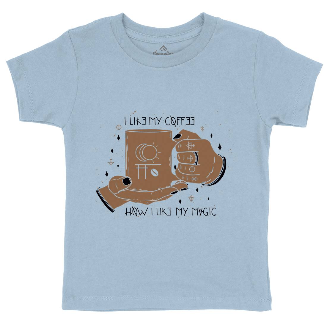 Black Coffee Kids Crew Neck T-Shirt Horror D445