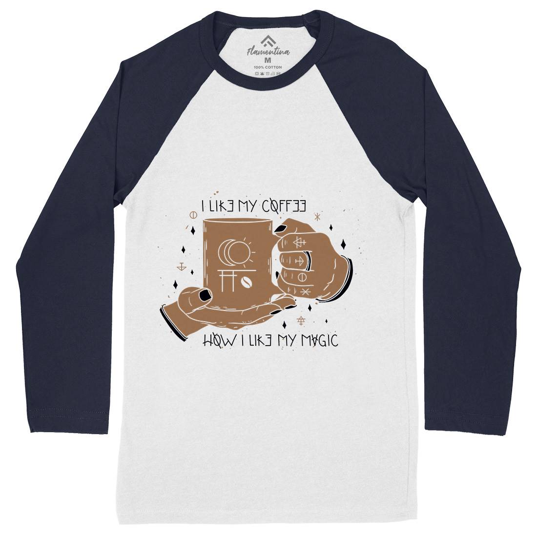 Black Coffee Mens Long Sleeve Baseball T-Shirt Horror D445