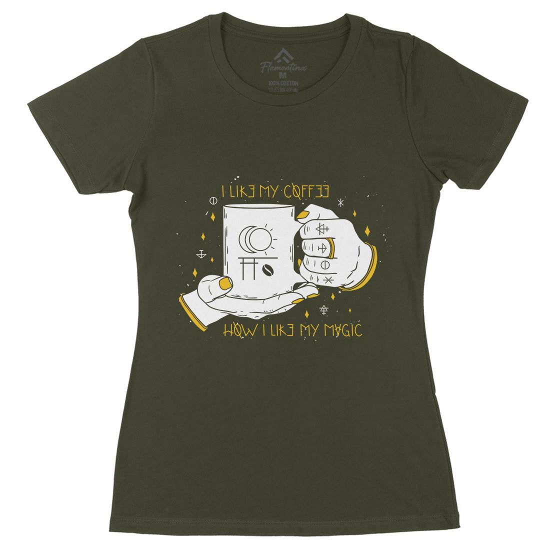 Black Coffee Womens Organic Crew Neck T-Shirt Horror D445
