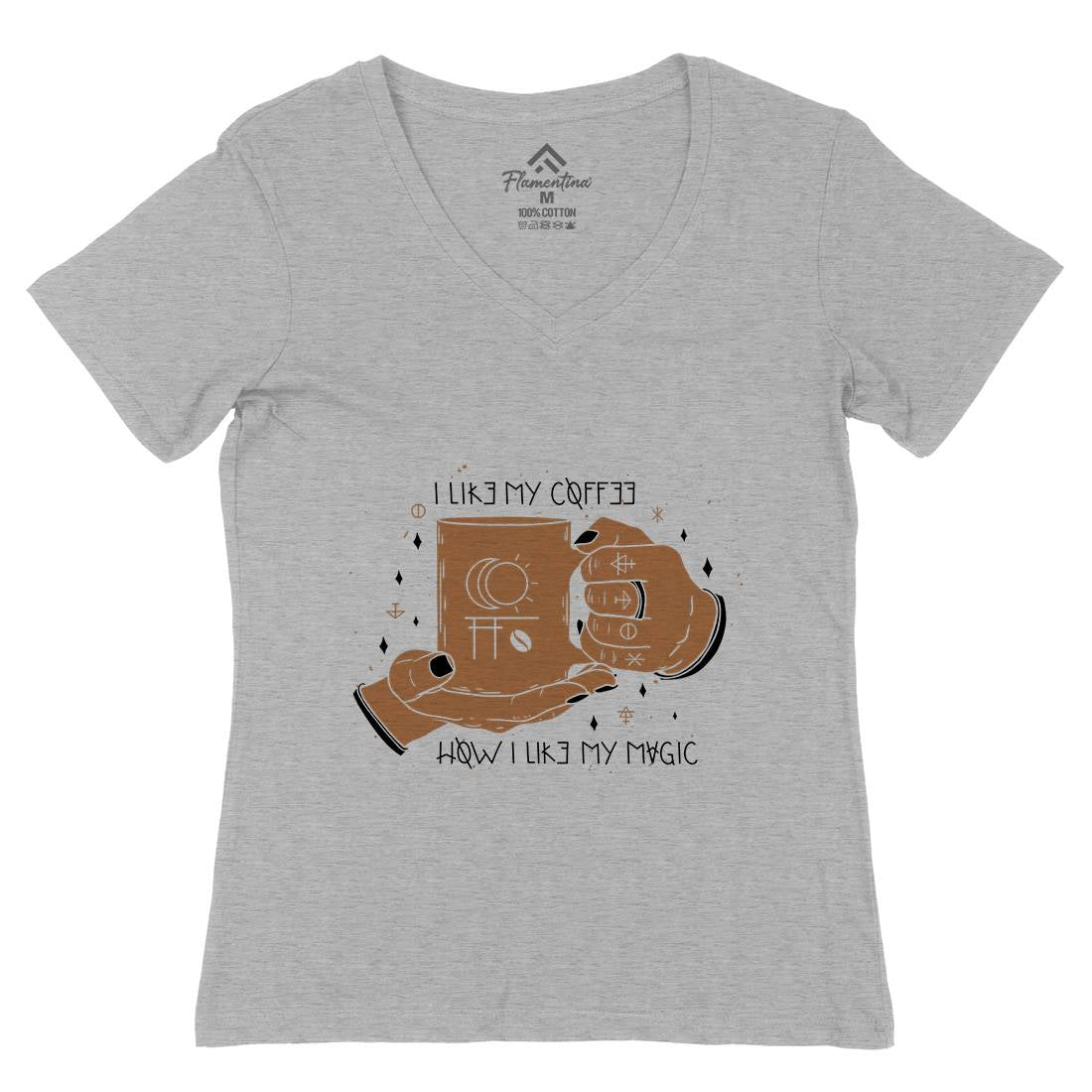 Black Coffee Womens Organic V-Neck T-Shirt Horror D445