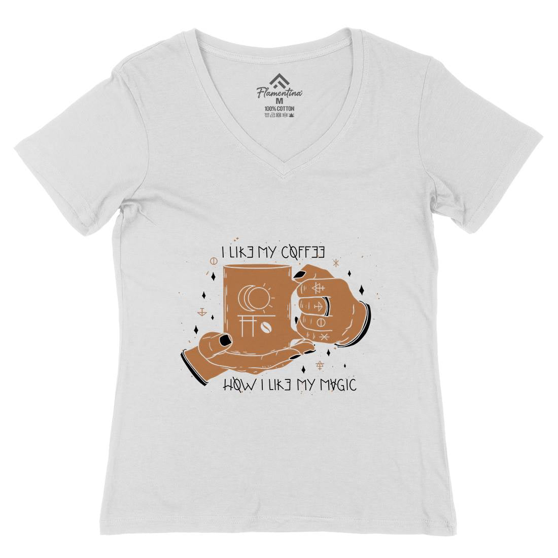 Black Coffee Womens Organic V-Neck T-Shirt Horror D445