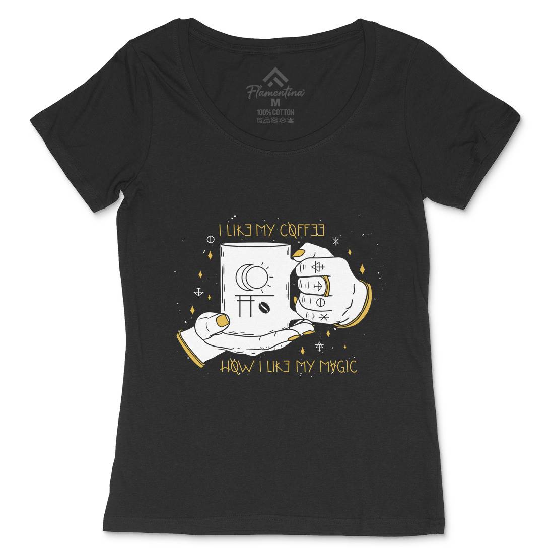 Black Coffee Womens Scoop Neck T-Shirt Horror D445