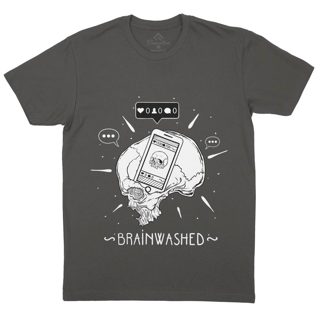 Brainwashed Mens Crew Neck T-Shirt Media D446