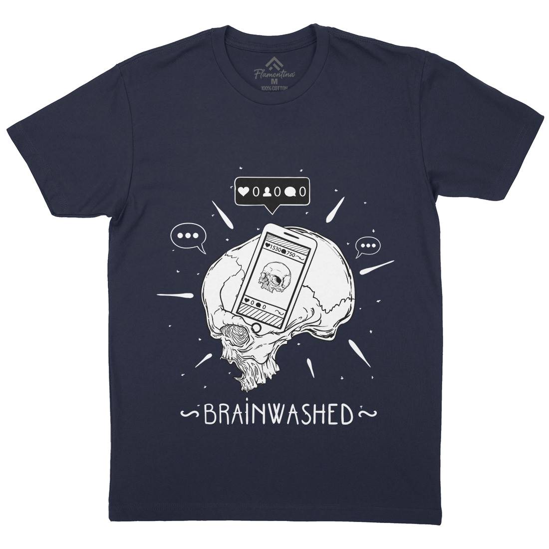 Brainwashed Mens Organic Crew Neck T-Shirt Media D446